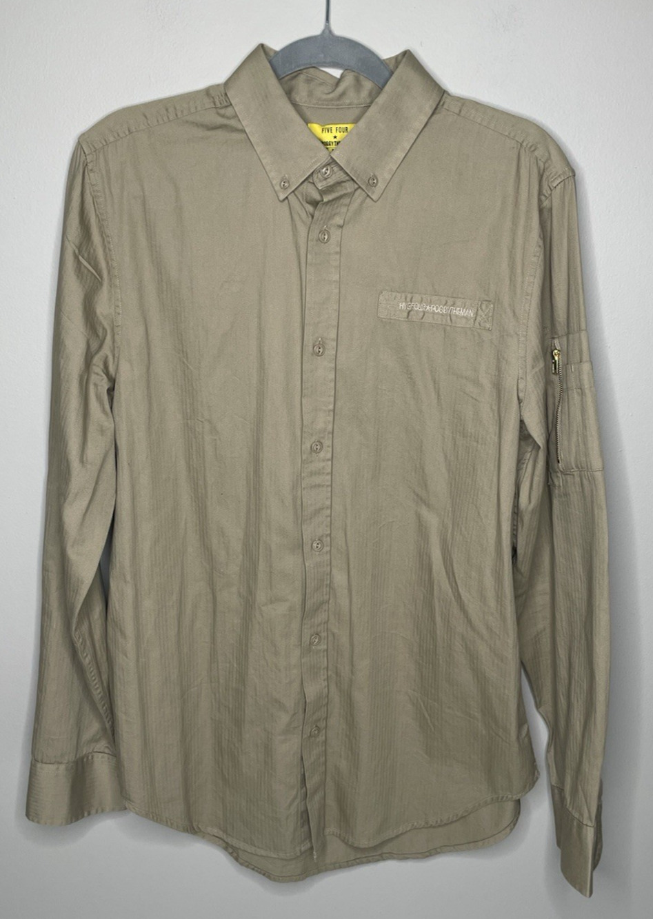 Five Four x Poggy The Man Shirt Mens M Tan Utility Button Down Long Sleeve